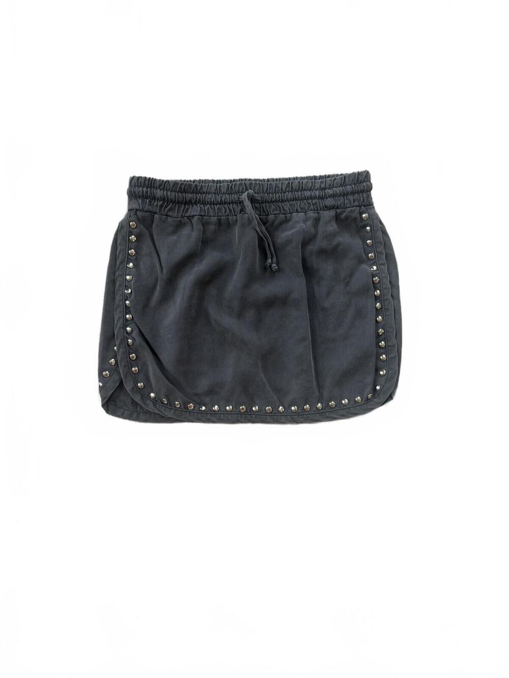 Monrow Grey Twill Metallic Studded Mini Skirt